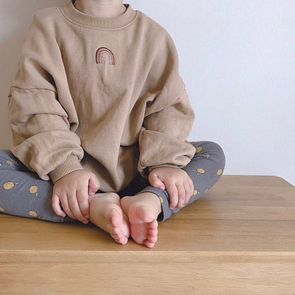 トレーナー・フーディ ベビーキッズトップス スウェットシャツ レインボー 刺繍 トレーナー 2カラー【mh0000204】