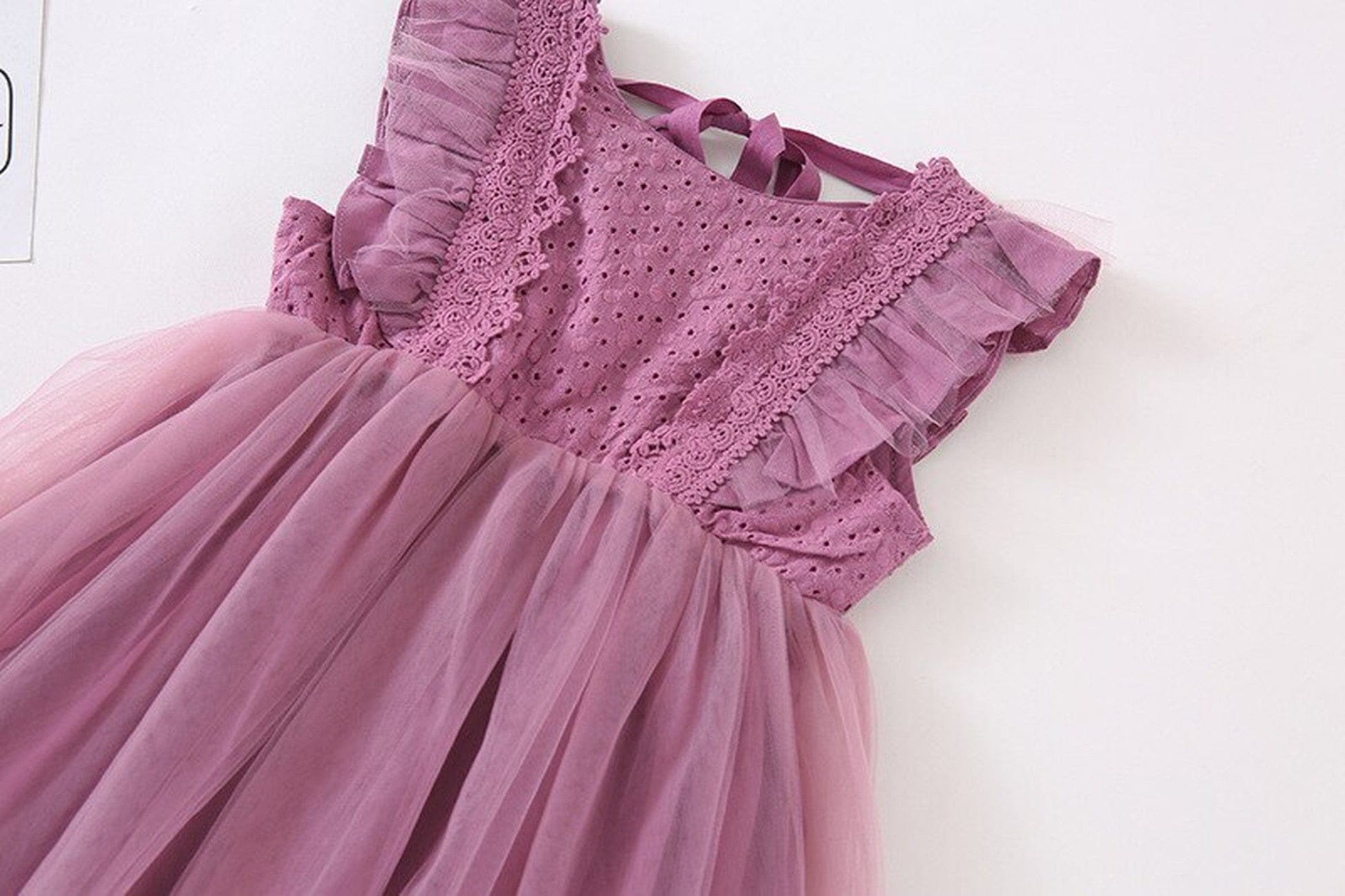 ノースリーブワンピース キッズワンピース チュチュチュール ドレスワンピース フリルスリーブ ホワイト/パープル/2カラー【mh0000454】