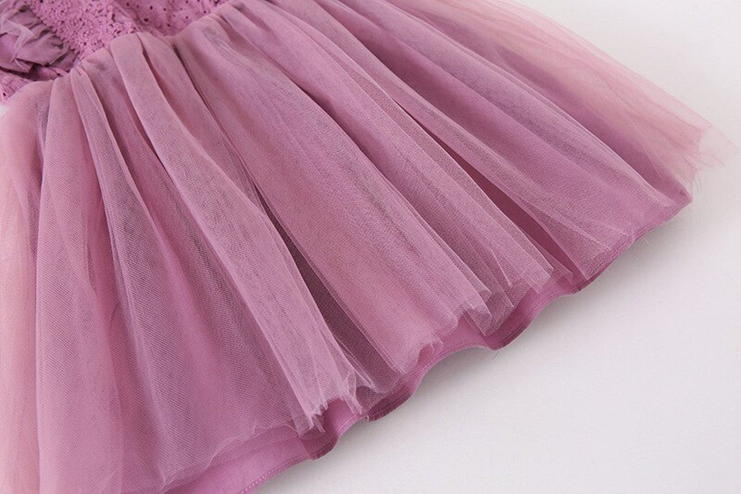 ノースリーブワンピース キッズワンピース チュチュチュール ドレスワンピース フリルスリーブ ホワイト/パープル/2カラー【mh0000454】