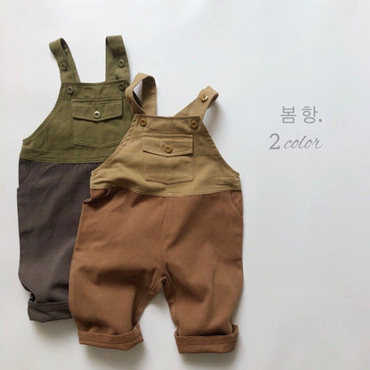 オーバーオール キッズオーバーオール 切り替え パッチワーク サスペンダーパンツ サロペット 2カラー【mh0000647】