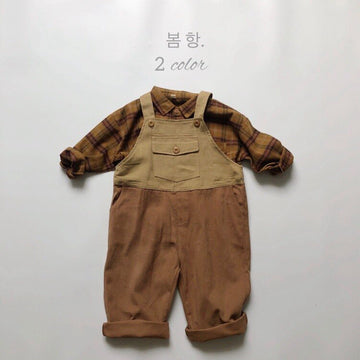 オーバーオール キッズオーバーオール 切り替え パッチワーク サスペンダーパンツ サロペット 2カラー【mh0000647】