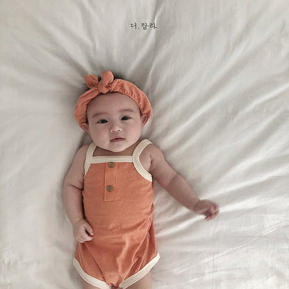 ノースリーブロンパース ベビーロンパース キャミソールボディスーツ タンクロンパース 3カラー【mh0000535】