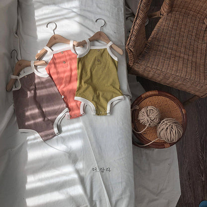 ノースリーブロンパース ベビーロンパース キャミソールボディスーツ タンクロンパース 3カラー【mh0000535】