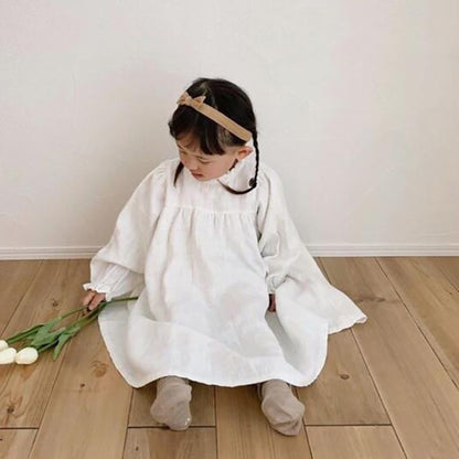 長袖ワンピース キッズ フリルネック Aライン ワンピース【mh0000203】