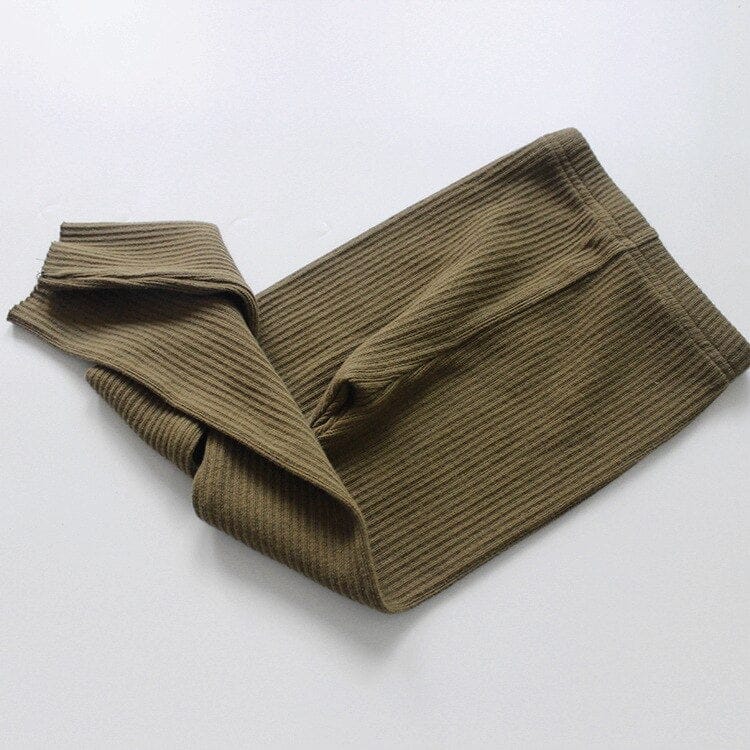 レギンスパンツ Army Green / 3T 90cm キッズ シンプル リブ レギンスパンツ