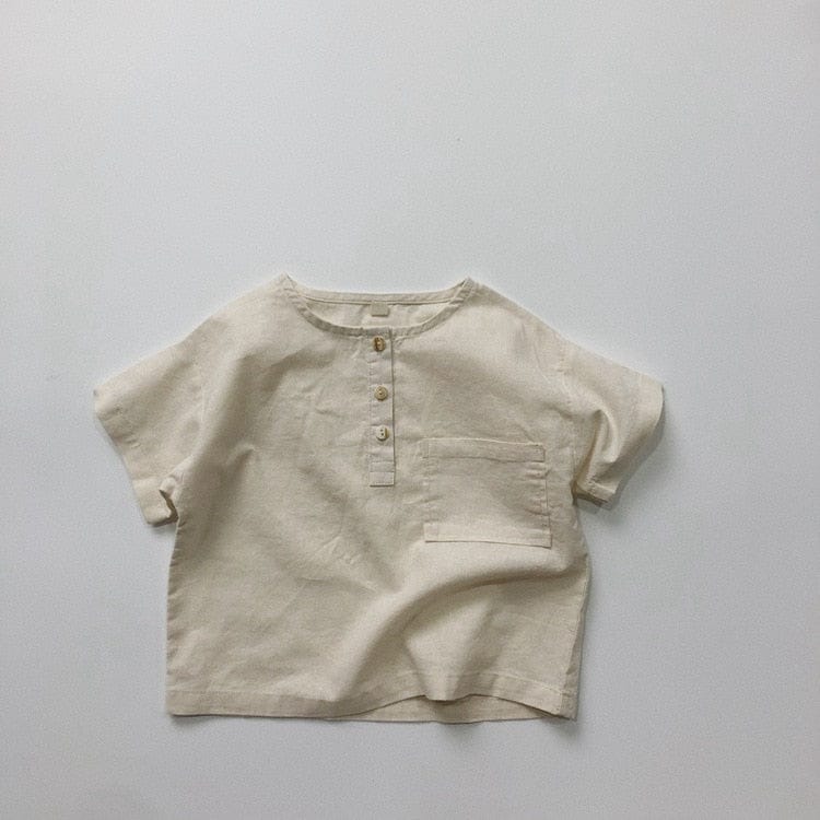 半袖シャツ・ブラウス beige / 12M/80cm キッズ コットンリネン 半袖 シャツ ブラウス