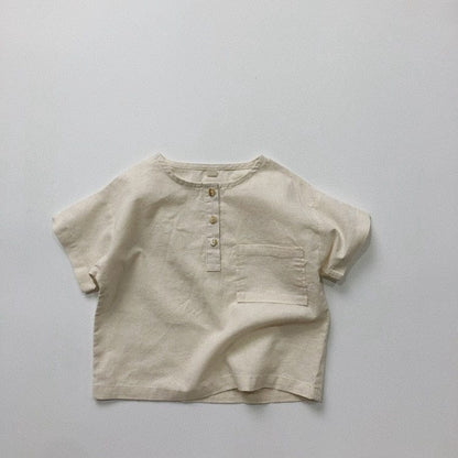 半袖シャツ・ブラウス beige / 12M/80cm キッズ コットンリネン 半袖 シャツ ブラウス
