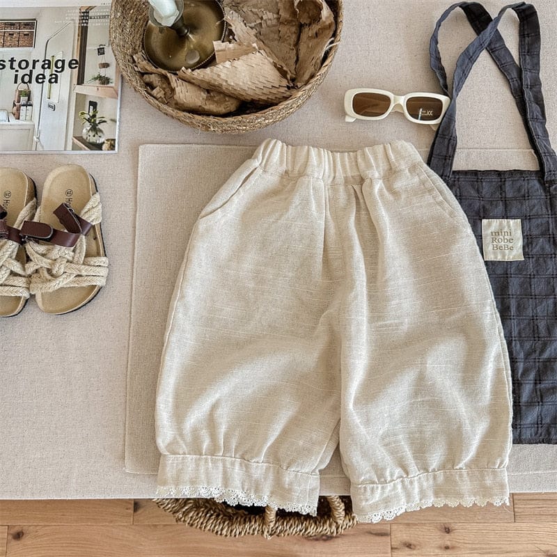 ロングパンツ・スウェットパンツ beige / 12M/80cm キッズ レース ルーズ クロップドパンツ バルーンパンツ