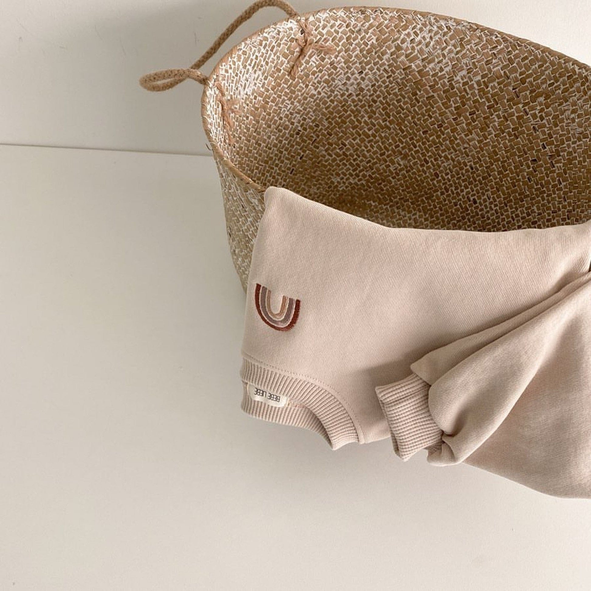 トレーナー・フーディ Beige / 12M 80cm ベビーキッズトップス スウェットシャツ レインボー 刺繍 トレーナー 2カラー【mh0000204】