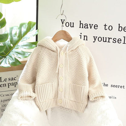ショートコート・ジャケット・ジャンパー Beige / 12M 80cm / 取り寄せ（7〜21日） キッズ 裏ボアフリース ニット フーディ ジャケット【mh0001480】