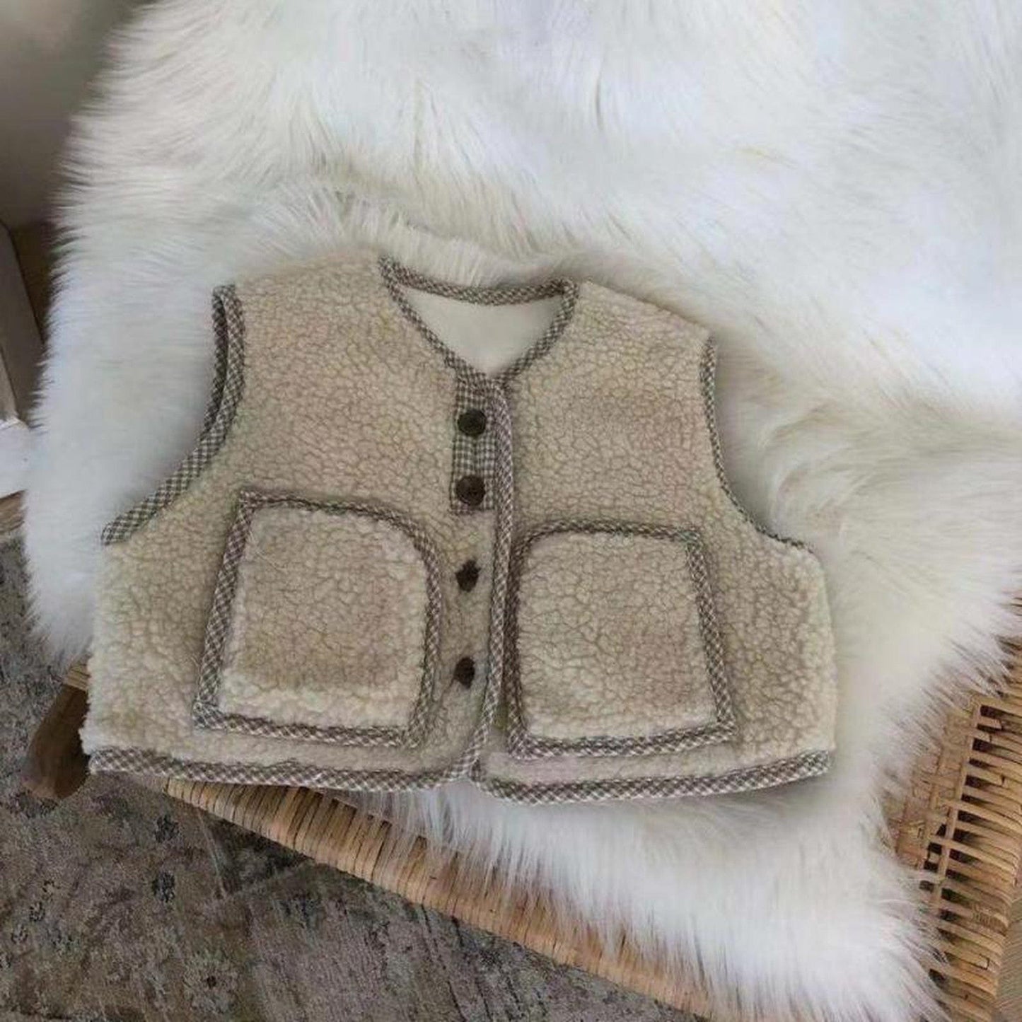 ベスト Beige / 12M 80cm ベビー ボア ベスト アウター【mh0000239】