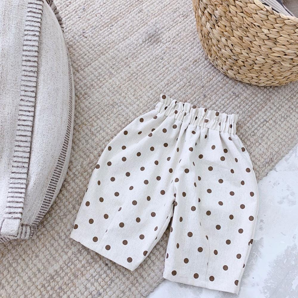 ハーフパンツ・ショートパンツ Beige / 12M 80cm キッズ コットンリネン みずたま ルーズ クロップドパンツ【mh0001000】