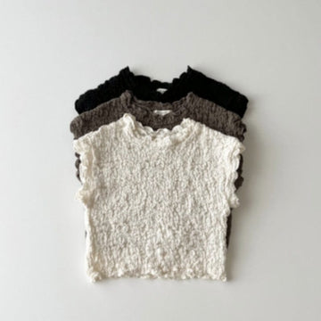 タンクトップ・キャミソール・ノースリーブトップス beige / 12M/80cm キッズ ニット ノースリーブ Tシャツ ベージュ ブラック カーキ ガールズ 5941B