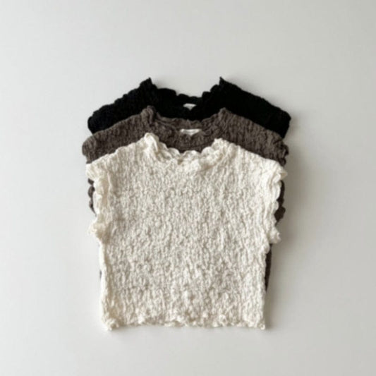 タンクトップ・キャミソール・ノースリーブトップス beige / 12M/80cm キッズ ニット ノースリーブ Tシャツ ベージュ ブラック カーキ ガールズ 5941B