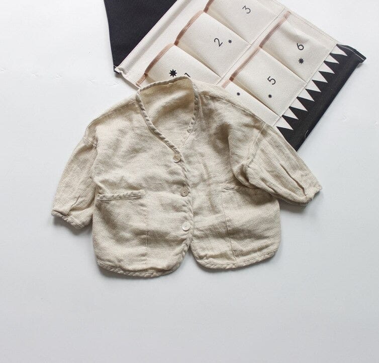 カーディガン・パーカー Beige / 3T 90cm / 取り寄せ（7〜35日） キッズ みずたま コットンリネン カーディガン