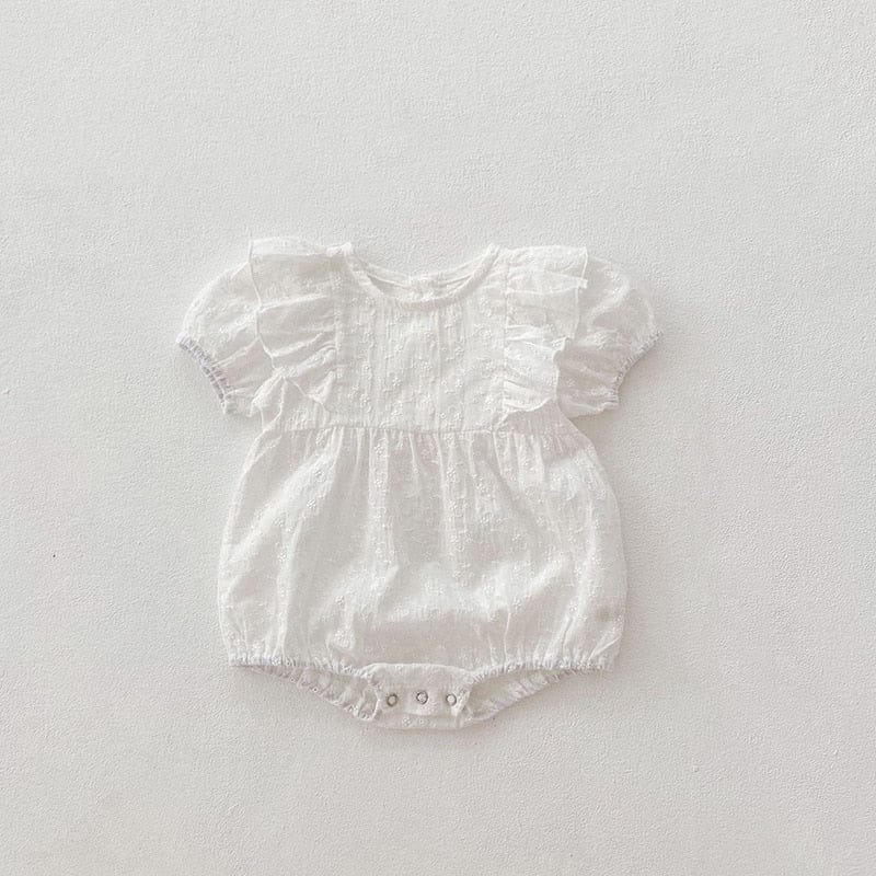 半袖ロンパース Beige / 66cm ベビー レース フリル 半袖 ロンパース【mh0001660】