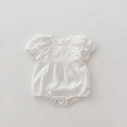 半袖ロンパース Beige / 66cm ベビー レース フリル 半袖 ロンパース【mh0001660】