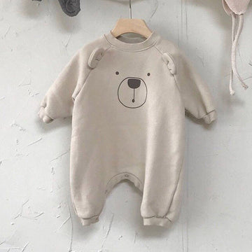 長袖ロンパース Beige / 6M 66cm ベビー くま 耳付き ロンパース【mh0000381】