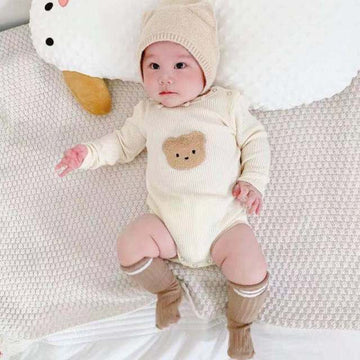 長袖ロンパース Beige / 6M 66cm ベビー くま ベア 長袖 ロンパース【mh0000598】
