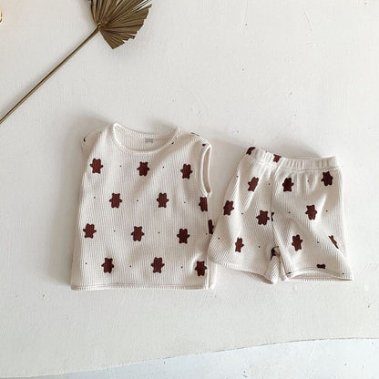 ノースリーブセットアップ Beige / 6M/66cm ベビー セットアップ くま ベア タンクトップ パンツ【mh0000805】