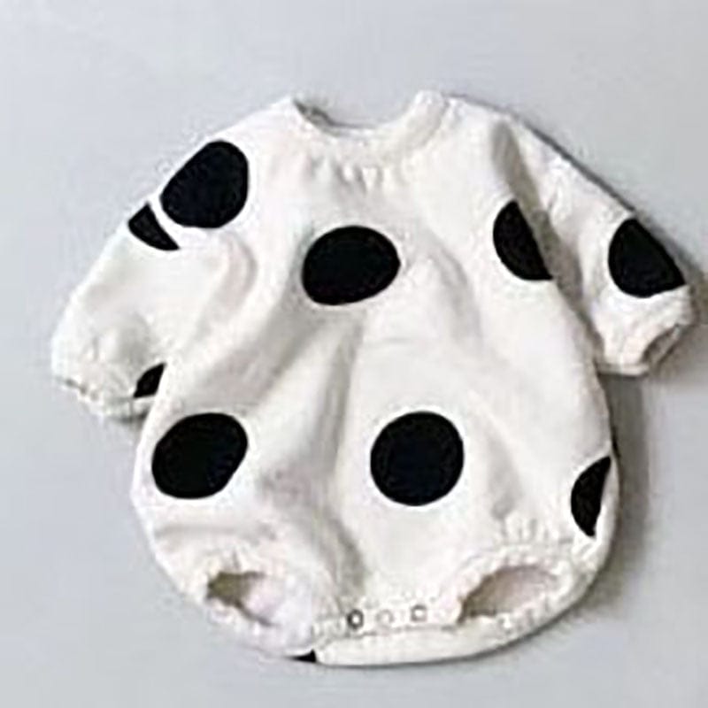 長袖ロンパース Beige / 6M 66cm ベビー みずたま ポルカドット 長袖 ロンパース【mh0000952】