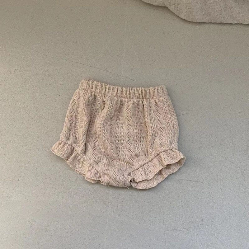 ブルマパンツ Beige / 6M/66cm ベビー ワッフル フリル ブルマパンツ ショートパンツ【mh0001512】