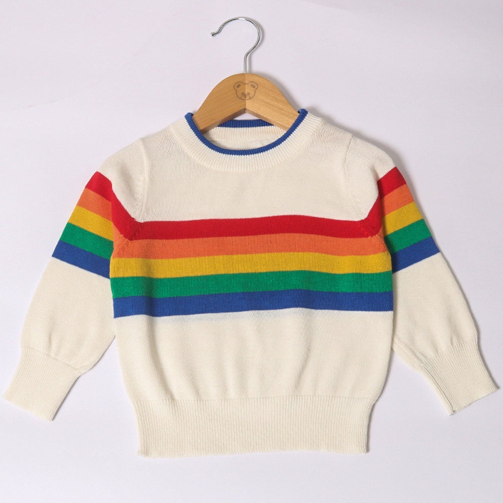 ニット・セーター Beige / 80cm キッズ レインボー ボーダー ニット セーター【mh0000266】