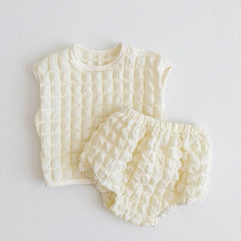 ノースリーブセットアップ Beige / 9M/73cm ベビー セットアップ ポップコーン ノースリーブ タンクトップ ブルマ パンツ【mh0001353】