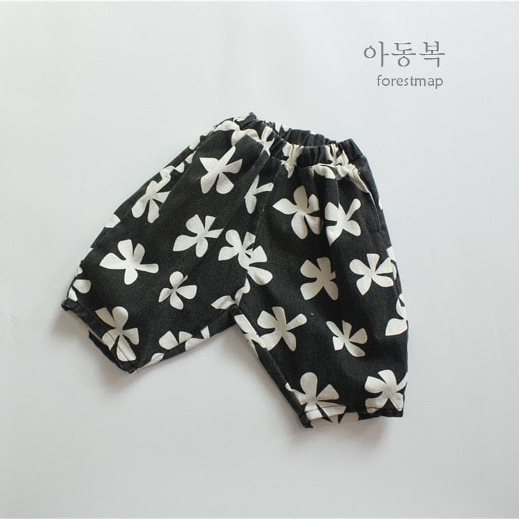 ロングパンツ・スウェットパンツ Black / 24M 90cm / 取り寄せ（7〜21日） キッズ フラワー ルーズ クロップド パンツ