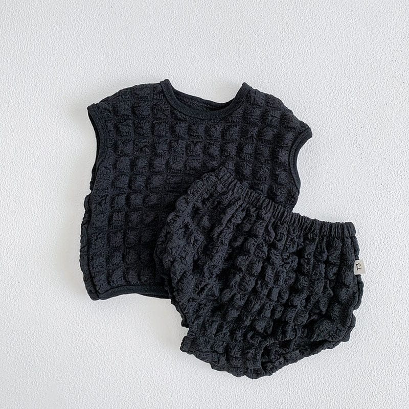 ノースリーブセットアップ Black / 9M/73cm ベビー セットアップ ポップコーン ノースリーブ タンクトップ ブルマ パンツ【mh0001353】