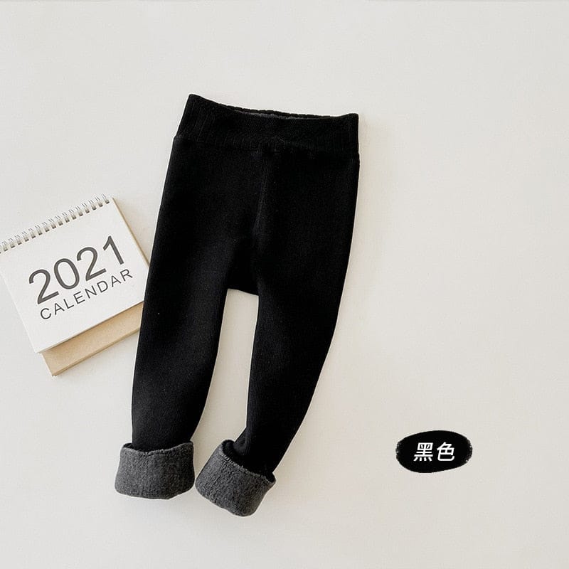 レギンスパンツ Black / M キッズ 裏フリース レギンス パンツ【mh0001090】