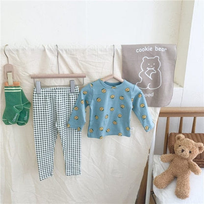 長袖パジャマ Blue / 12M 80cm キッズ パジャマ セット トップス チェック パンツ【mh0000127】