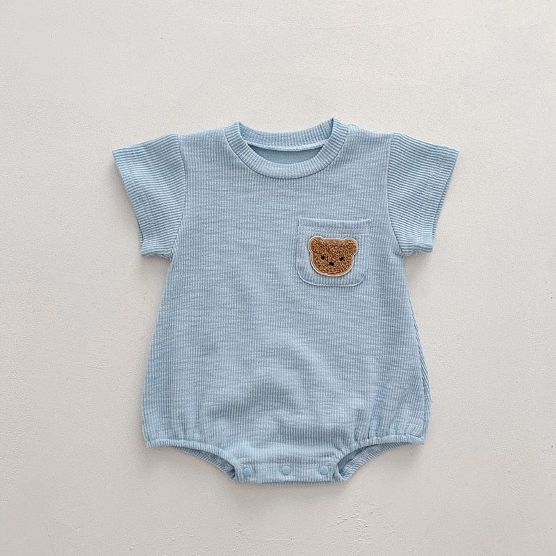 半袖ロンパース Blue / 6M/66cm ベビー くま ベア 半袖 ロンパース【mh0001252】