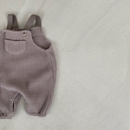 オーバーオール Brown / 66cm ベビー ワッフル オーバーオール サスペンダー パンツ