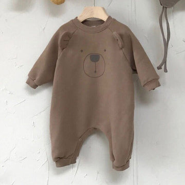 長袖ロンパース Brown / 6M 66cm ベビー くま 耳付き ロンパース【mh0000381】