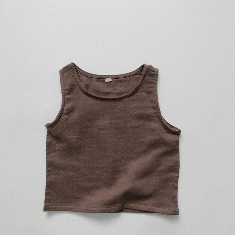 タンクトップ・キャミソール・ノースリーブトップス coffee / 12M/80cm キッズ シンプル タンクトップ ノースリーブ Tシャツ