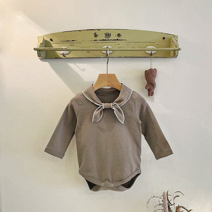 長袖ロンパース Coffee / 6M/66cm / 取り寄せ（7〜35日） ベビー リボン スカーフカラー 長袖 ロンパース