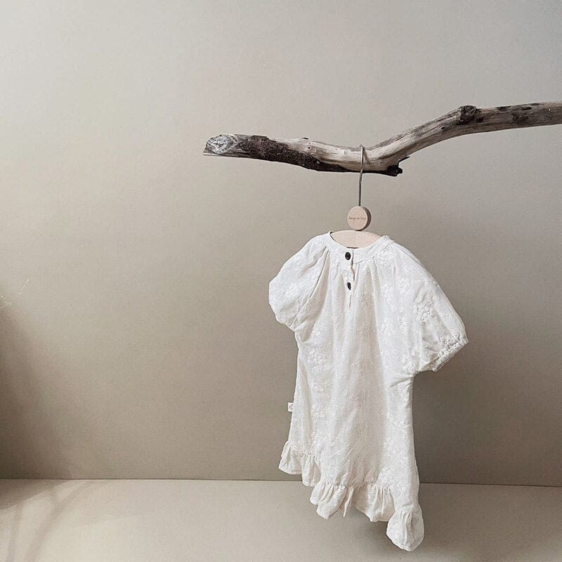 半袖ワンピース dress / 6M/66cm キッズ レース 刺繍 半袖 ワンピース ロンパース リンクコーデ 姉妹 お揃いコーデ