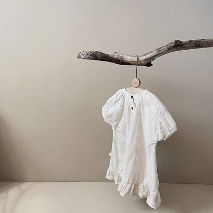 半袖ワンピース dress / 6M/66cm キッズ レース 刺繍 半袖 ワンピース ロンパース リンクコーデ 姉妹 お揃いコーデ