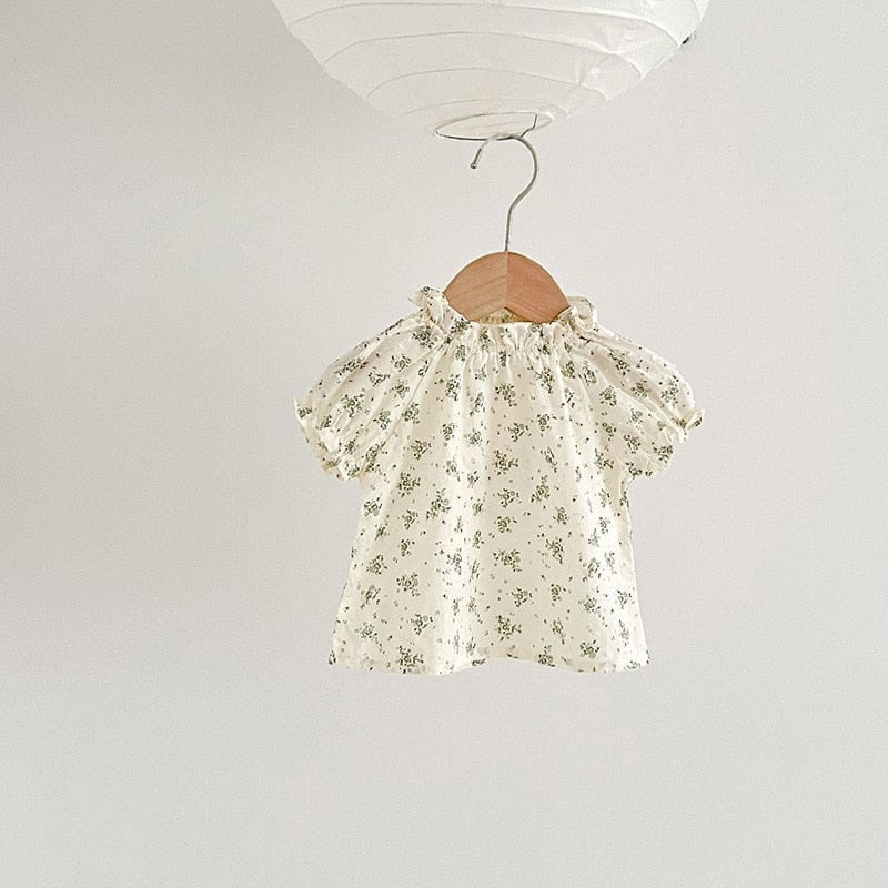 ノースリーブロンパース Floral Tee / 6M/66cm ベビー フラワー 刺繍 半袖 ノースリーブ ロンパース ブルマパンツ 半袖 ブラウス トップス【mh0001513】