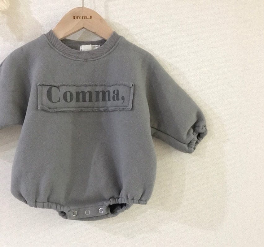 長袖ロンパース Gray / 66cm ベビー レターロゴ ロンパース【mh0001096】