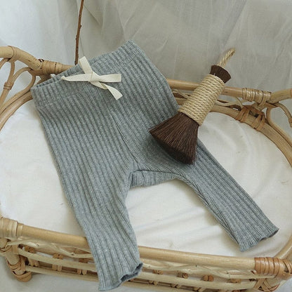レギンスパンツ Gray / 66cm ベビー リボン リブ レギンス パンツ【mh0001260】