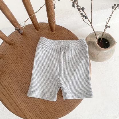 レギンスパンツ Gray / 6M 66cm ベビー ボーダー 無地 ショート レギンスパンツ【mh0001357】