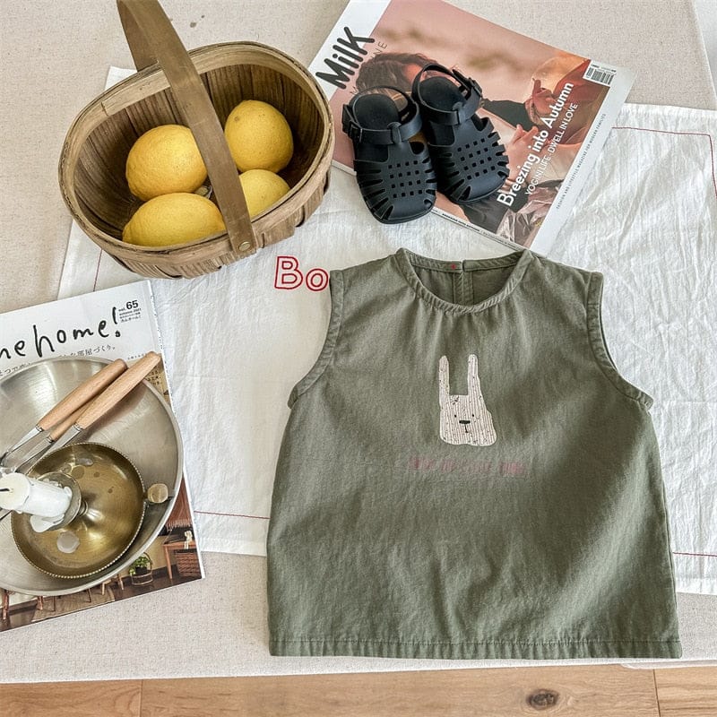 タンクトップ・キャミソール・ノースリーブトップス Green / 12M/80cm キッズ うさぎ バニー ノースリーブ シャツ トップス