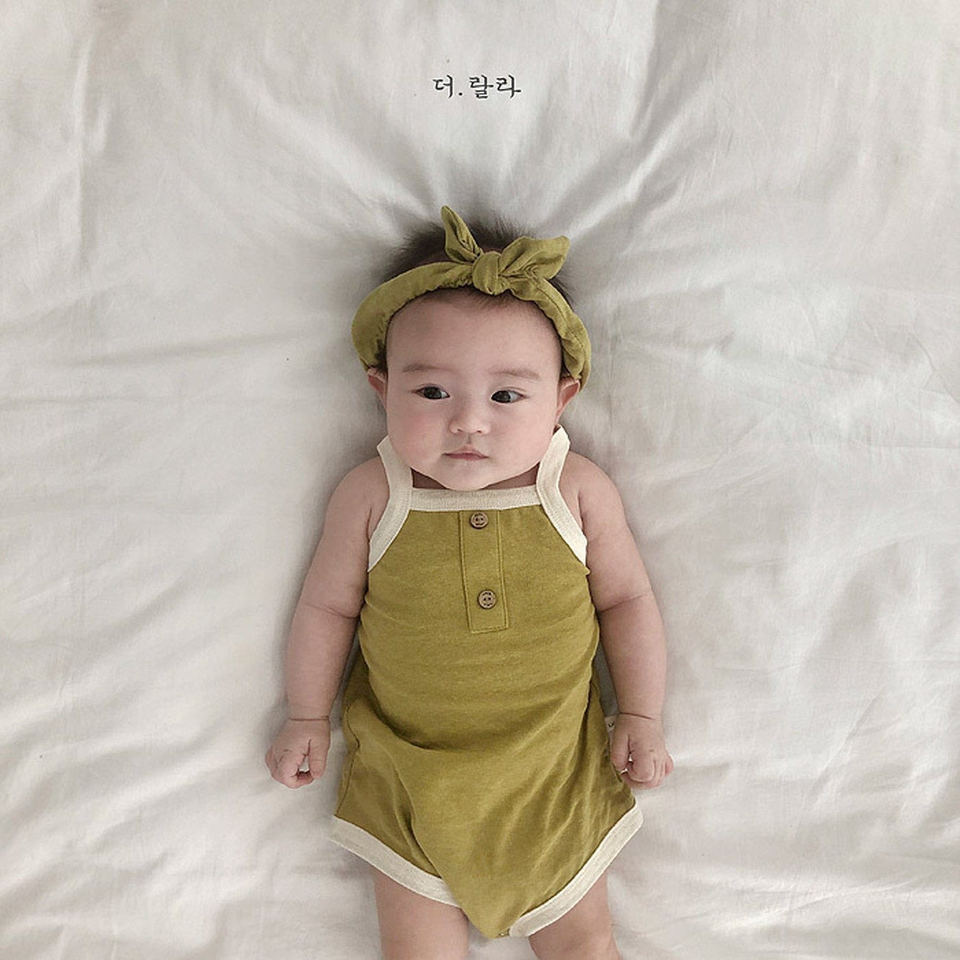 ノースリーブロンパース Green / 6M 66cm ベビーロンパース キャミソールボディスーツ タンクロンパース 3カラー【mh0000535】