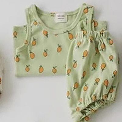 ノースリーブセットアップ green pineapple / 73cm ベビー くま レモン セットアップ タンクトップ ブルマ【mh0000457】