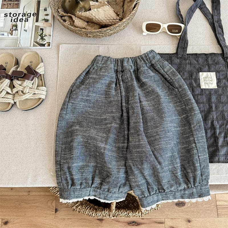 ロングパンツ・スウェットパンツ grey / 12M/80cm キッズ レース ルーズ クロップドパンツ バルーンパンツ