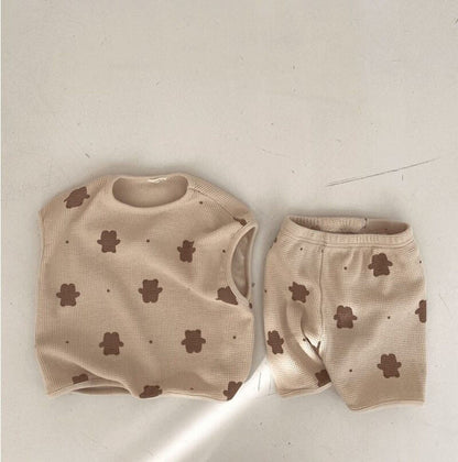 ノースリーブセットアップ Khaki / 12M 80cm キッズ くま セットアップ【mh0000448】