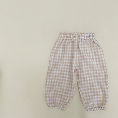 ロングパンツ・スウェットパンツ Khaki / 12M 80cm キッズ チェック サマー ルーズ パンツ【mh0000865】