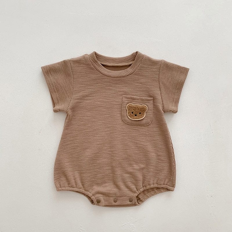 半袖ロンパース Khaki / 6M/66cm ベビー くま ベア 半袖 ロンパース【mh0001252】